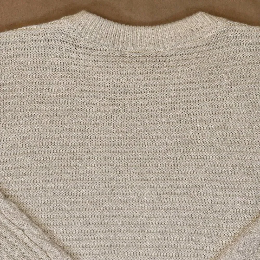 Uniqlo Cream Cable Knit Sweater Womens Chunky Wool Acrylic Blend Crew Neck Large